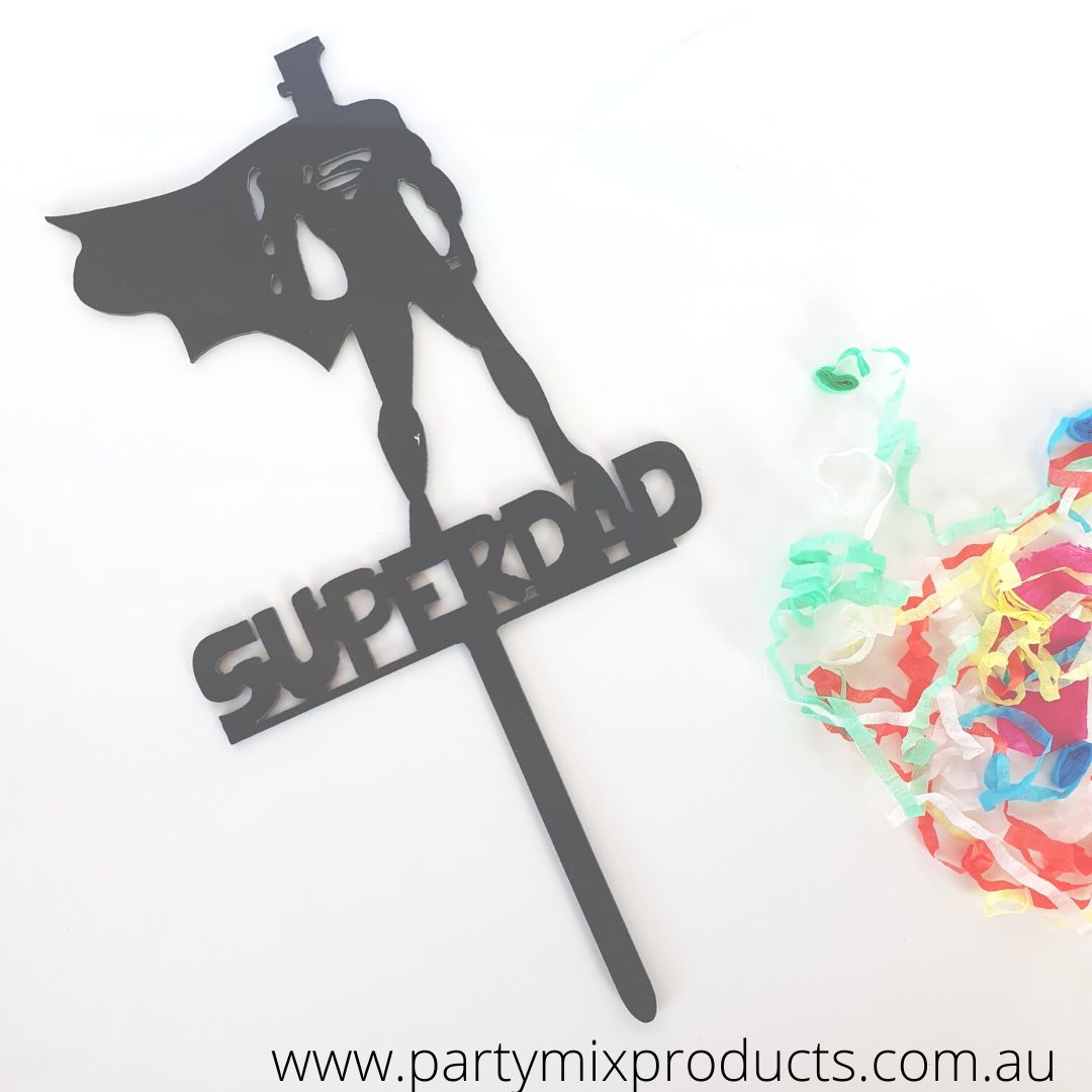 Super Dad Style 2 Black Cake Topper