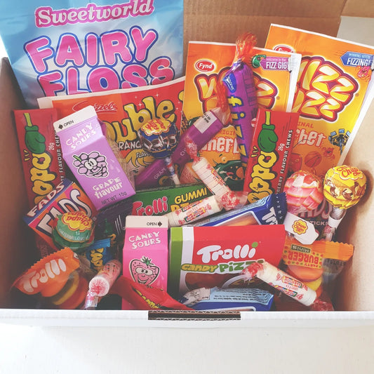Mixed Lolly Box- Blast from the Past with Wizz Fizz, Chupa Chups, and More!
