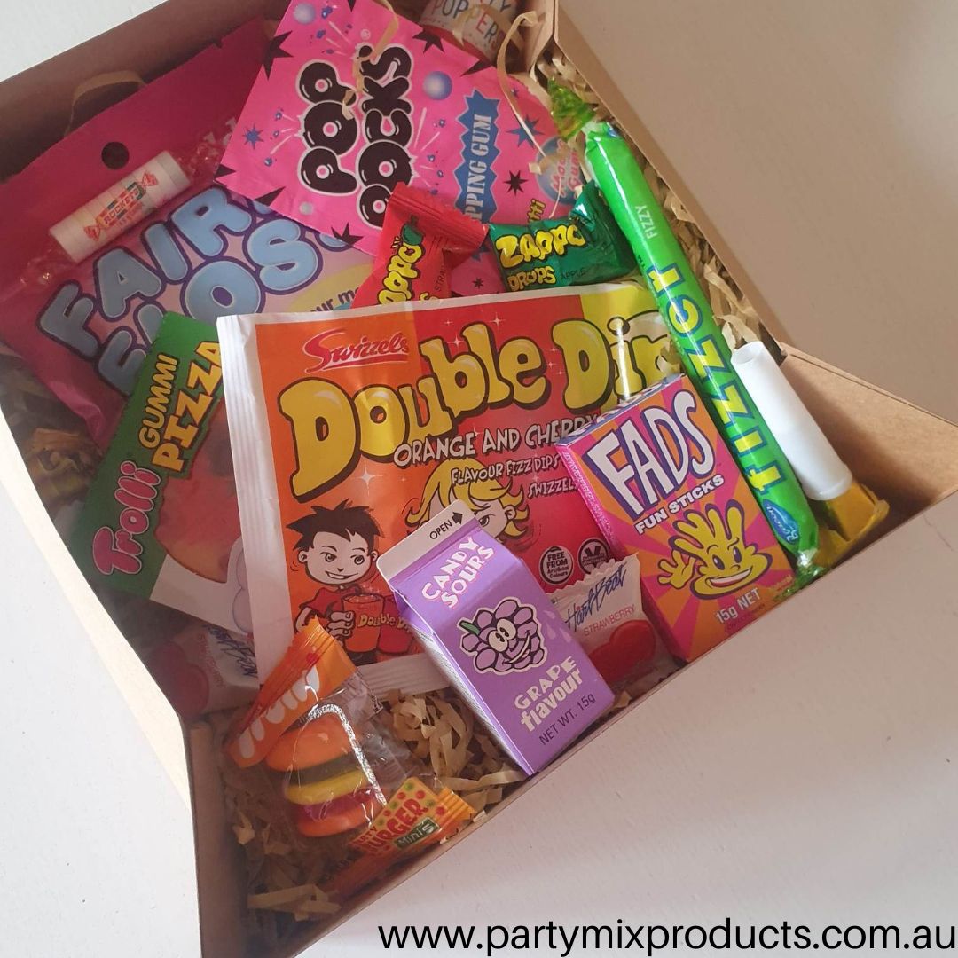 Mixed Lolly Box- Blast from the Past with Wizz Fizz, Chupa Chups, and More!