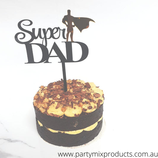 Super Dad Style 1 with gold detailing Cake Topper Acrylic